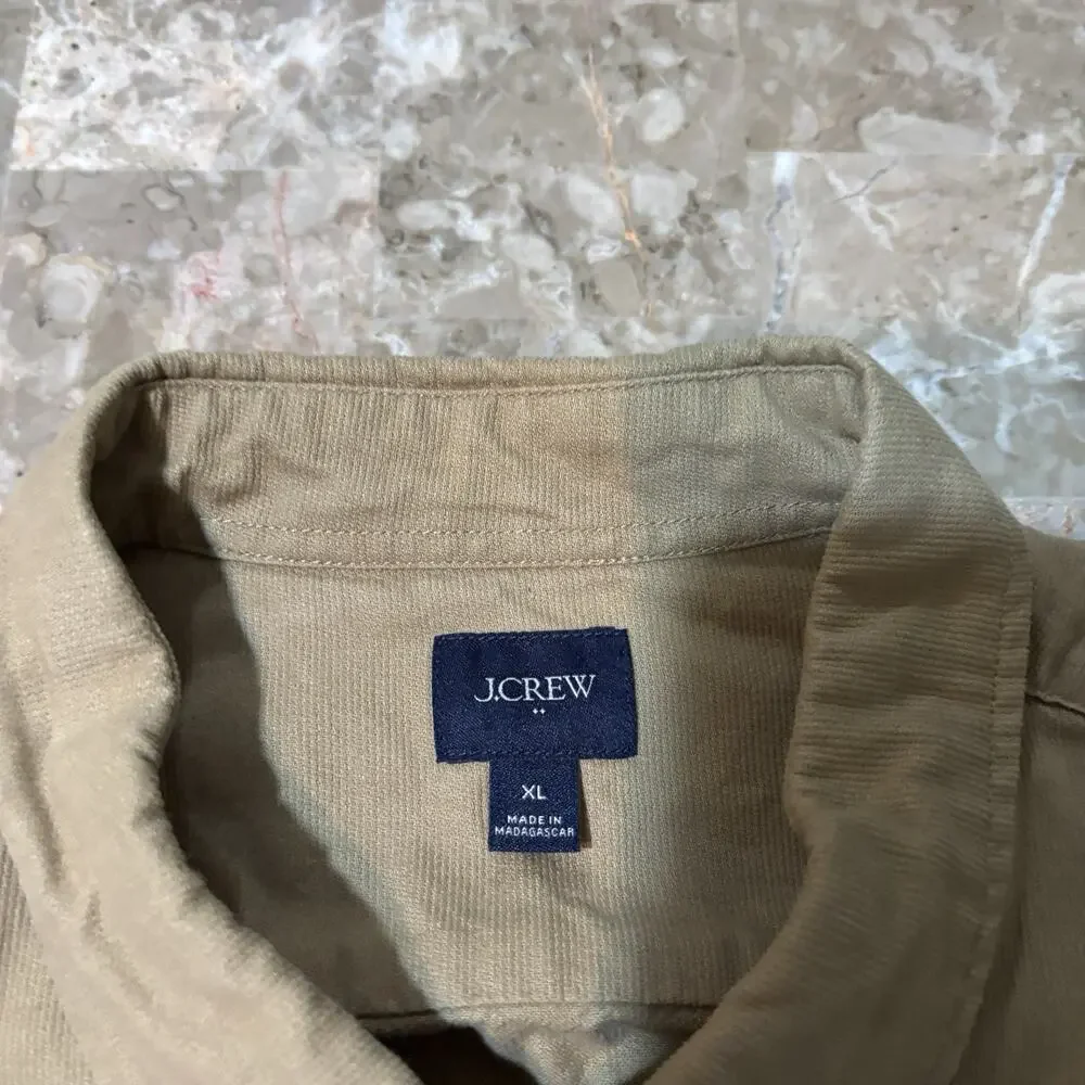 J Crew Shirt Mens XL Khaki Brown Pinwale Corduroy Long Sleeve Button Preppy